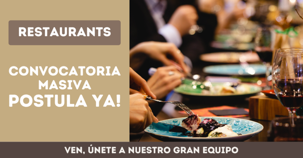 CADENA DE RESTAURANTES OFRECE +25 PUESTOS DE TRABAJOS (EMPIEZA SIN EXPERIENCIA)